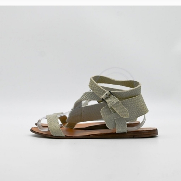 SURFACE TO AIR Python Embossed Ankle Wrap Flat Sandal Size 40 EU or US 10 - Picture 3 of 8